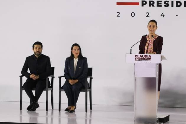 July 18, 2024, MÃ Xico, Mexico: Claudia Sheinbaum, virtual president-elect of Mexico, speaks during the presentation event of the fourth part of her presidential cabinet at the Interactive Museum of Economy MÃ Xico Mexico - ZUMAs197 20240718_aaa_s197_204 Copyright: xLuisxTovarx