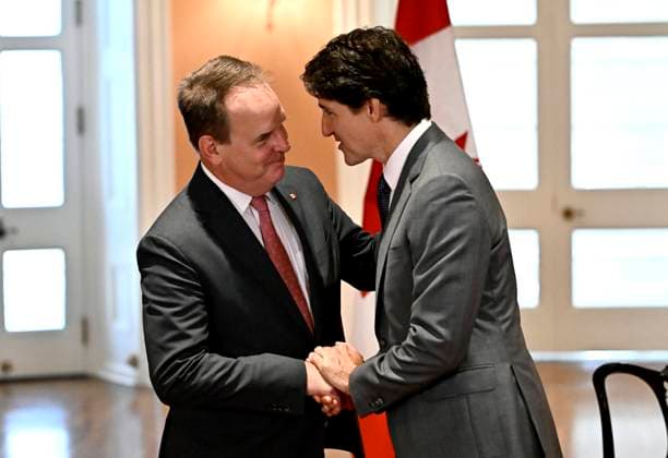 July 19, 2024, Ottawa, On, CAN: Prime Minister Justin Trudeau embraces Steven MacKinnon after he was sworn in as Minister of Labour and Seniors at a cabinet swearing-in ceremony at Rideau Hall in Ottawa, on Friday, July 19, 2024. Ottawa CAN  - ZUMAc35_ 20240719_zaf_c35_012 Copyright: xJustinxTangx