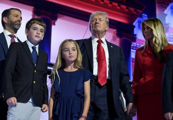 July 18, 2024, Milwaukee, Wisconsin, USA: MELANIA TRUMP joins her husband DONALD J. TRUMP and other family members on stage after his acceptance speech at the fourth day of the Republican National Convention at Fiserv Forum in Milwaukee, Wisconsin Thursday July 18, 2024. Milwaukee USA - ZUMAh154 20240718_znp_h154_088 Copyright: xMarkxHertzbergx