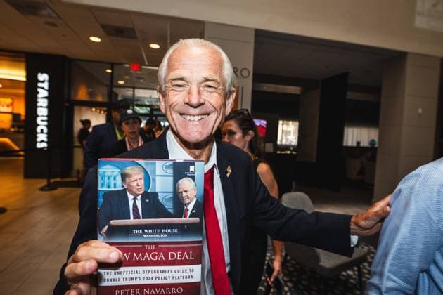 July 17, 2024, Milwaukee, Wisconsin, USA: EXCLUSIVE: PETER NAVARRO former Deputy Assistant to former President Trump enters the Hyatt Regency Hotel after being released from federal prison with his book: The New MAGA Deal: The Unofficial Deplorables Guide to Donald Trump s 2024 Policy Platform. Milwaukee USA - ZUMAd256 20240717_znp_d256_004 Copyright: xDavexDeckerx