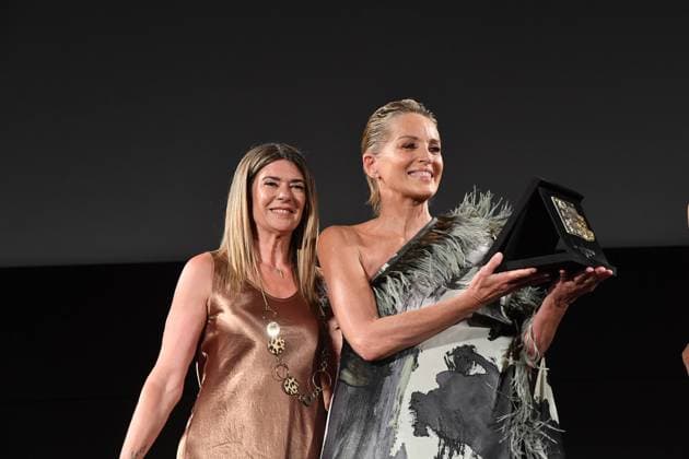 Taormina: Taormina Film Festival. Sharon Stone Lifetime Achievement Award. In the photo: Elvira Amata,Sharon Stone  Copyright: xMaurizioxD Avanzox xipa-agency.nx xMaurizioxDxAvanzox IPA_Agency_IPA48130561