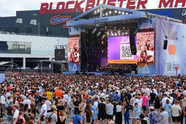 July 21, 2024, Kyiv, Ukraine: General view of the Atlas United 2024 music festival. Together with the fundraising platform UNITED24, the festival organisers hope to raise 100 million UAH (Ukrainian Hryvnias) or approximately US$ 2.41 million to purchase drones. In view of the ongoing war in Ukraine, the organizers provided visitors with large air raid shelters. Kyiv Ukraine - ZUMAs197 20240721_aaa_s197_113 Copyright: xAleksandrxGusevx