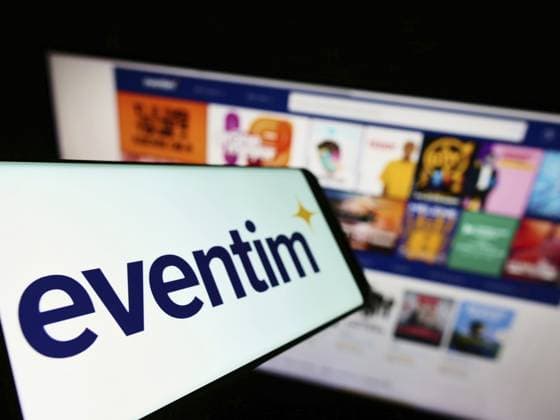 Stuttgart, Germany, 05 21 2022 cellphone With Logo of German Ticketing Company CTS Eventim AG Co KGaA ON Screen in Front of Business Website Focus ON left of Phone display, Europe Copyright: imageBROKER TimonxSchneider ibliqx10688258.jpg