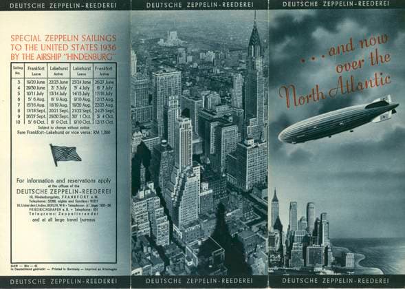 RECORD DATE NOT STATED Deutsche Zeppelin leaflet for services to the United States Deutsche Zeppelin leaflet for services to the United States in the Hindenburg during 1936. Date: 1936  Copyright: Copyrightx(c)Geminix2023.xCredit:xGemini 10841422