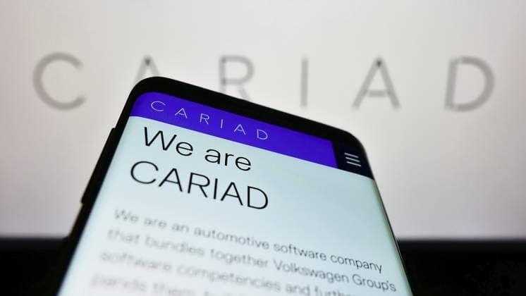 Stuttgart, Germany, 10 15 2022 Mobile Phone With Website of German Automotive Software Company Cariad SE ON Screen in Front of Business Logo Focus ON Top left of Phone display, Europe Copyright: imageBROKER TimonxSchneider ibliqx10698853.jpg