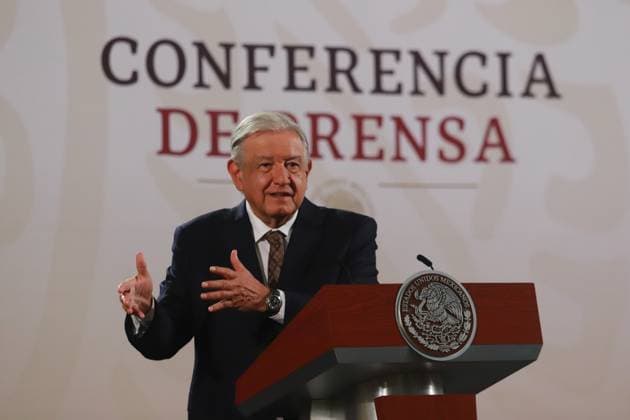Mexican President Lopez Obrador Briefing Mexican President AndrÃ s Manuel Lopez Obrador speaking during a briefing conference at National Palace where talk about the Morena s overrepresentation in the Mexican Congress. on July 24, 2024 in Mexico City, Mexico. (Photo by Carlos Santiago Eyepix Group) Copyright: xCarlosxSantiago xEyepixxGroupx CS_24072024_126439