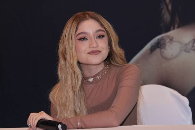 July 24, 2024, Mexico City, Ciudad de Mexico, Mexico: Mexican singer Karol Sevilla speaks during a press conference for Ã¢â‚¬ËœLuminova TourÃ¢â‚¬â ¢ and promote her single Cenicienta at Belair Unique Mexico City Hotel. on July 24, 2024 in Mexico City, Mexico. Mexico City Mexico - ZUMAe321 20240724_zea_e321_005 Copyright: xYamakxPerea xEyepixxGroupx
