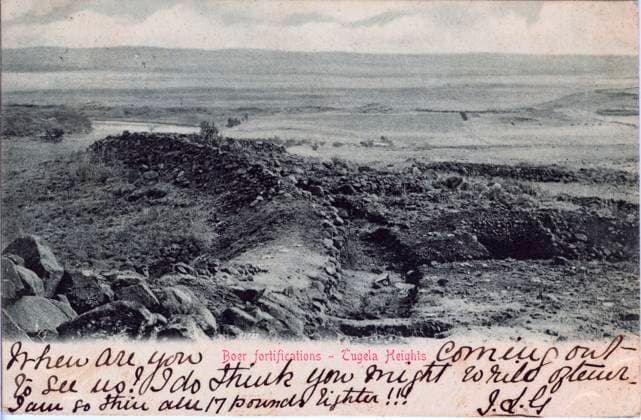 RECORD DATE NOT STATED View of Boer positions on the battlefield of Tugela Heights Fighting took place here during February 1900 as Redvers Buller s army fought its way to relieve the siege of Ladysmith. This card was posted in Bloemfontein on 39 August 1901. Date: circa 1900  Copyright: Copyrightx(c)Geminix2023.xCredit:xGemini 13744246