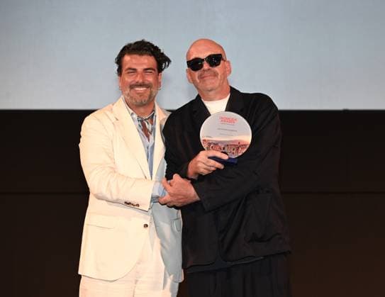 Taormina,Italy TAOMODA 2024 fashion shows show stylists Teatro Antico In the photo:Antonio Marras Tao Award with Gianni Cinti  Copyright: xNickxZonnax xipa-agency.netx xNickxZonnax IPA_Agency_IPA48278139