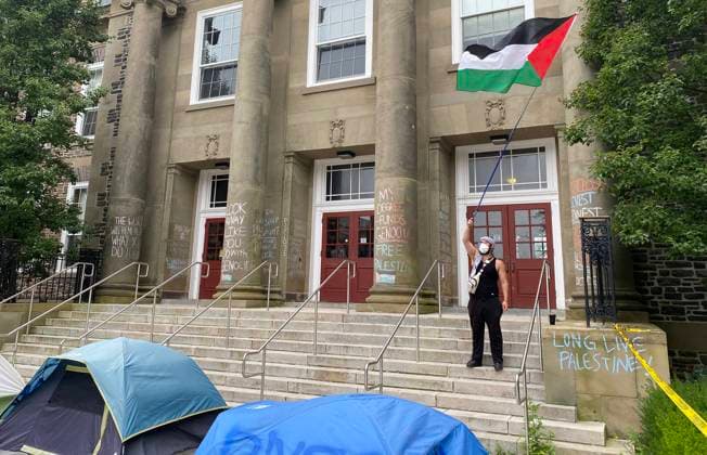July 29, 2024, Halifax, Ns, CANADA: A pro-Palestinian encampment is shown in Halifax on Monday July 29, 2024. Students and faculty who are participating in the encampment at Halifax s Dalhousie University are vowing to stay until their demands are met despite the school s notice to vacate its downtown campus. Halifax CANADA  - ZUMAc35_ 20240729_zaf_c35_077 Copyright: xLyndsayxArmstrongx