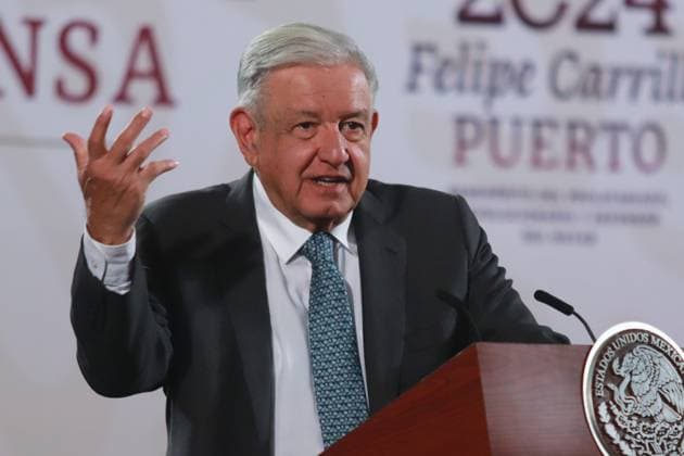 MexicoÃ¢â‚¬â ¢s President Andres Manuel Lopez Obrador gives the report on economic and public finance performance from 2018 to 2024 at the briefing conference in front of reporters, at the National Palace. Mexico City Mexico - ZUMAe321 20240731_zia_e321_010 Copyright: xCarlosxSantiagox