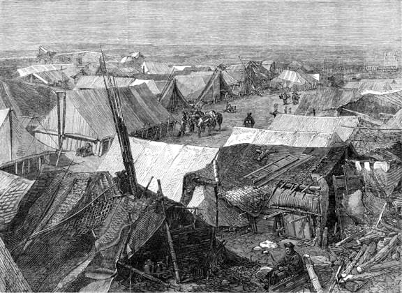 RECORD DATE NOT STATED The Taeping Rebellion in China:...Soo-Chow, where the Wang was beheaded, 1864. Engraving from a photograph, ...illustrative of the capture of the Chinese town of Soo-Chow by the Imperialist troops, under Major Gordon; and the subsequent destruction of the Taeping or rebel leaders...Within the stockade we see the tents of the Taeping soldiery . From Illustrated London News, 1864. Copyright:xThexPrintxCollector HeritagexImagesxUnknownx IMAGO, ! ACHTUNG: AUFNAHMEDATUM GESCHÄTZT!  Copyright:ThexPrintxCollector HeritagexImagesxUnknownx IMAGO