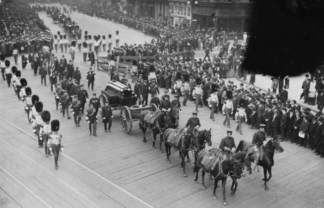 RECORD DATE NOT STATED Sickles funeral, 1914. Shows the funeral of Union general and politician Daniel Edgar Sickles (1819-1914) which took place in New York City on May 8, 1914. Copyright:xHeritagexArt HeritagexImagesxBainxNewsxServicex IMAGO, ! ACHTUNG: AUFNAHMEDATUM GESCHÄTZT!  Copyright:HeritagexArt HeritagexImagesxBainxNewsxServicex IMAGO