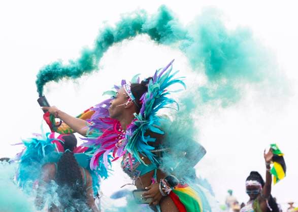 (240804) -- TORONTO, Aug. 4, 2024 -- Dressed-up revelers take part in the Grand Parade of the 2024 Toronto Caribbean Carnival in Toronto, Canada, Aug. 3, 2024. The annual event was held here on Saturday to showcase Caribbean culture. (Photo by Zou Zheng Xinhua) CANADA-TORONTO-CARIBBEAN CARNIVAL-GRAND PARADE LinxWei 