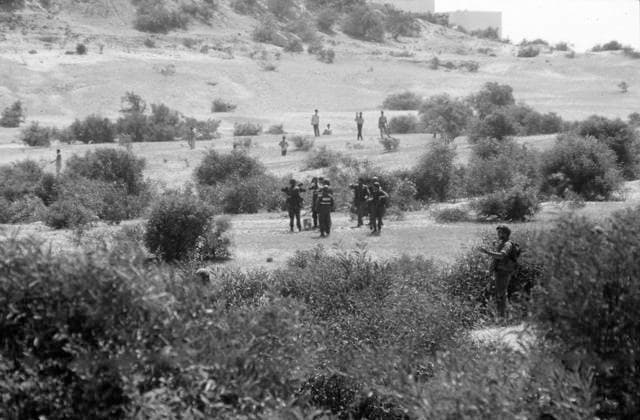 RECORD DATE NOT STATED Gaza, Nakba Day on 1998 05 15: clashes during the commemorations for Israel™s 50th anniversary Gaza, Nakba Day on May 15, 1998: clashes between Palestinians and Israeli soldiers near the Erez border crossing during the commemorations of the 50th anniversary of Nakba, the forced exodus of hundreds of thousands of Palestinians following the creation of Israel in 1948 Asia; Middle East; Near East; Israel  Copyright: xCouturierxA Andia.frx 426640