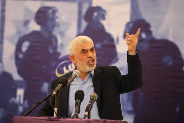 Yahya Sinwar, Hamas political chief in Gaza strip delivers a speech FILE PHOTO:Yahya Sinwar, Hamas political chief in Gaza strip delivers a speech in Gaza City on April 30, 2022. Photo by Ashraf Amra Gaza city Gaza Strip Palestinian Territory 060824_Sinwar_Archive_00(17) Copyright: xapaimagesxAshrafxAmrax xapaimagesx