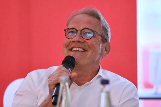 Altenburg, Thüringen, Deutschland, 06.08.2024: Auftakt von SPD-Veranstaltungsreihe Wir müssen reden : Georg Maier, Innenminister von Thüringen und SPD-Landeschef bei einer Veranstaltung mit dem Generalsekretär (nicht im Bild) *** Altenburg, Thuringia, Germany, 06 08 2024 Kick-off of SPD event series We need to talk Georg Maier, Minister of the Interior of Thuringia and SPD state leader at an event with the Secretary General not pictured Copyright: xdtsxNachrichtenagenturx dts_44280