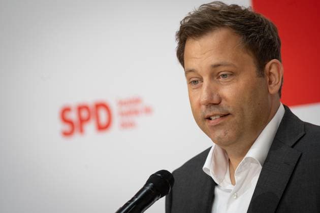 SPD party chairman Lars Klingbeil during a press and photo session at the Willy Brandt House Press event with Lars Klingbeil on the upcoming award of the Order of Carnival against Animal Seriousness to the SPD party chairman, Berlin Berlin Germany Willy Brandt House