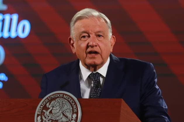 Mexican President Andres Manuel Lopez Obrador Reports that the Dos Bocas refinery had a very low cost compared to other refineries that have been built in the world, during a briefing conference at the National Palace. on August 7, 2024 in Mexico City, Mexico. Mexico City Mexico - ZUMAe321 20240807_zia_e321_003 Copyright: xCarlosxSantiagox