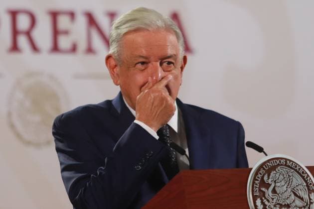 Mexican President Andres Manuel Lopez Obrador Reports that the Dos Bocas refinery had a very low cost compared to other refineries that have been built in the world, during a briefing conference at the National Palace. on August 7, 2024 in Mexico City, Mexico. Mexico City Mexico - ZUMAe321 20240807_zia_e321_007 Copyright: xCarlosxSantiagox