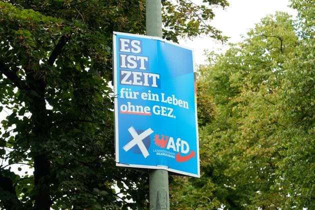 Plakate der Parteien zur Landtagswahl in Brandenburg Plakate der Parteien zur Landtagswahl in Brandenburg in der Stadt Potsdam, AfD Berlin Berlin GER *** Posters of the parties for the state election in Brandenburg Posters of the parties for the state election in Brandenburg in the city of Potsdam, AfD Berlin Berlin GER