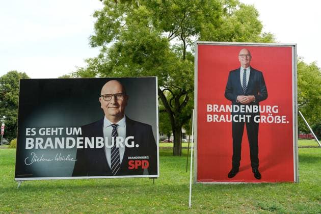 Plakate der Parteien zur Landtagswahl in Brandenburg Plakate der Parteien zur Landtagswahl in Brandenburg in der Stadt Potsdam, Ministerpräsident Dietmar Woidke, SPD Berlin Berlin GER *** Posters of the parties for the state election in Brandenburg Posters of the parties for the state election in Brandenburg in the city of Potsdam, Prime Minister Dietmar Woidke, SPD Berlin Berlin GER