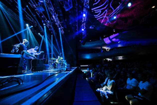 (L-R) French accordionist Vincent Peirani, guitarist Federico Casagrande and drummer Ziv Ravitz perform with Jokers project at the Marathon Music Brno festival in Brno, Czech Republic, August 8, 2024. (CTKxPhoto PatrikxUhlir) CTKPhotoP2024080810598  CTKPhotoP2024080810598
