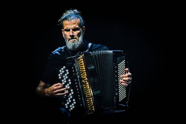 French accordionist Vincent Peirani performs with Jokers project at the Marathon Music Brno festival in Brno, Czech Republic, August 8, 2024. (CTKxPhoto PatrikxUhlir) CTKPhotoP2024080810734  CTKPhotoP2024080810734