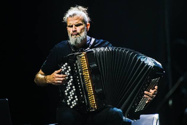 French accordionist Vincent Peirani performs with Jokers project at the Marathon Music Brno festival in Brno, Czech Republic, August 8, 2024. (CTKxPhoto PatrikxUhlir) CTKPhotoP2024080811143  CTKPhotoP2024080811143