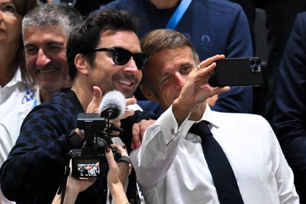 Paris 2024 - Emmanuel And Brigitte Macron At France v USA Basketball Final French President, Emmanuel Macron and American Entertainer, Jimmy Fallon during the Men s Basketball Final Gold Medal game between Team France and Team United States on day fifteen of the Paris 2024 Summer Olympic Games at Bercy Arena on August 10, 2024 in Paris, France. Photo by Eliot Blondet ABACAPRESS.COM Paris France  Copyright: xBlondetxEliot ABACAx