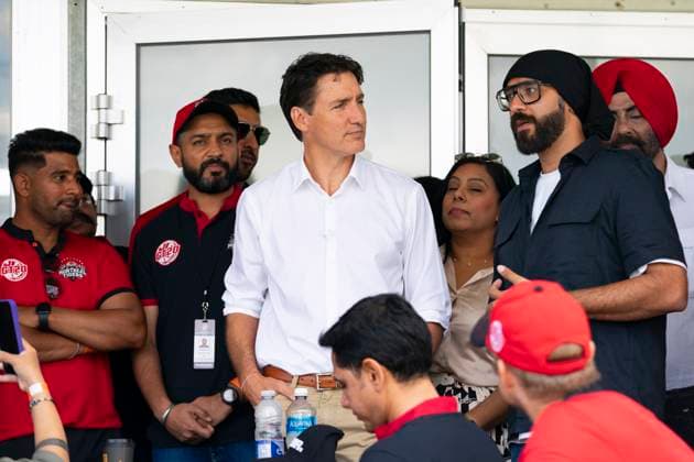 August 10, 2024, Brampton, On, Canada: Prime Minister Justin Trudeau greets members of the Montreal Tigers Cricket Team in Brampton, Ont., Saturday, August 10, 2024. Brampton Canada  - ZUMAc35_ 20240810_zaf_c35_169 Copyright: xArlynxMcadoreyx