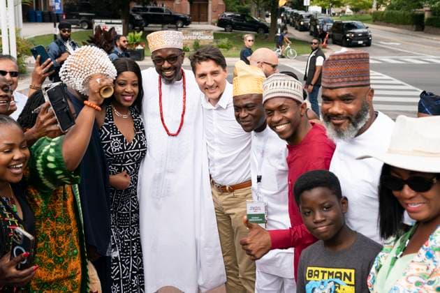 August 10, 2024, Brampton, On, Canada: Prime Minister Justin Trudeau poses for a photograph with supporters at the Flavour of Nigeria Festival in Brampton, Ont., Saturday, August 10, 2024. Brampton Canada  - ZUMAc35_ 20240810_zaf_c35_170 Copyright: xArlynxMcadoreyx