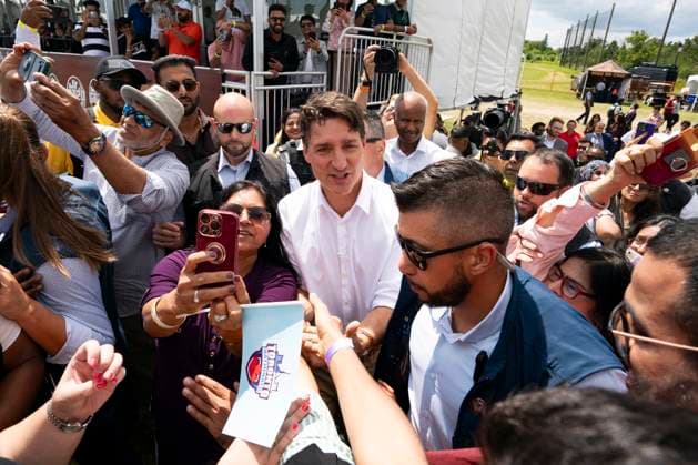 August 10, 2024, Brampton, On, Canada: Prime Minister Justin Trudeau makes his way through a crowd at a cricket tournament in Brampton, Ont., Saturday, August 10, 2024. Brampton Canada  - ZUMAc35_ 20240810_zaf_c35_151 Copyright: xArlynxMcadoreyx