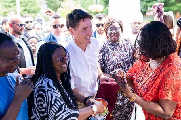August 10, 2024, Brampton, On, Canada: Prime Minister Justin Trudeau speaks with attendees at the Flavour of Nigeria Festival in Brampton, Ont., Saturday, August 10, 2024. Brampton Canada  - ZUMAc35_ 20240810_zaf_c35_158 Copyright: xArlynxMcadoreyx