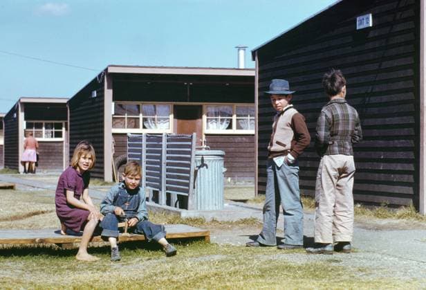Young boy building model airplane while other children look on, U.S. Farm Security Administration (FSA) migrant labor camp, Robstown, Texas, USA, Arthur Rothstein, U.S. Farm Security Administration-U.S. Office of War Information, January 1942  Copyright: xCircaxImagesx ghi-circa04087