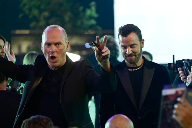 August 14, 2024, Mexico City, Ciudad de Mexico, Mexico: Justin Theroux and Michael Keaton attend the black carpet of Beetlejuice Beetlejuice Fan Event at Cinepolis Toreo Parque Central. on August 14, 2024 in Mexico City, Mexico. Mexico City Mexico - ZUMAe321 20240814_zea_e321_140 Copyright: xCarlosxTischler xEyepixxGroupx