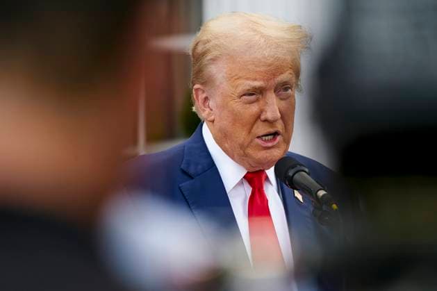 Former US President Donald Trump speaks during a press conference at Trump National Golf Club in Bedminster, New Jersey on Thursday, August 15, 2024. The former president s family business is seeking to build residences and retail inside the Trump National Doral Miami resort, according to documents posted on a City of Doral website.  WAX20240815258 BingxGuan