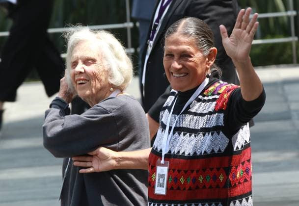 The writer Elena Poniatowska and former senator Jesusa RodroÂ­guez attend the solemn session of the Electoral Tribunal of the Judicial Branch of the Federation (TEPJF) for the delivery of the certificate of qualifying majority to Claudia Sheinbaum Pardo that accredits her as the President-Elect of Mexico in the Electoral Tribunal of the Judicial Branch of the Federation Mexico City Mexico - ZUMAe321 20240815_zia_e321_030 Copyright: xJosexLuisxToralesx