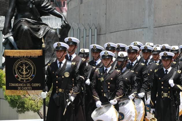 Cadets of the Mexican Navy during the solemn session of the Electoral Tribunal of the Judicial Branch of the Federation (TEPJF) for the delivery of the certificate of qualifying majority to Claudia Sheinbaum Pardo that accredits her as the President-Elect of Mexico in the Electoral Tribunal of the Judicial Branch of the Federation Mexico City Mexico - ZUMAe321 20240815_zia_e321_032 Copyright: xJosexLuisxToralesx