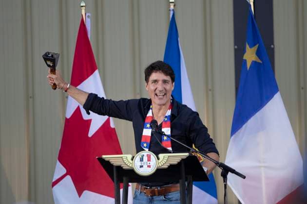 August 15, 2024, Yarmouth, Ns, Canada: Prime Minister Justin Trudeau speaks to the crowd prior to the National Acadian Day concert at the airport in Yarmouth, N.S., on Thursday, August 15, 2024. Yarmouth Canada  - ZUMAc35_ 20240815_zaf_c35_065 Copyright: xRonxWardx