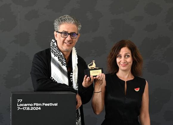 Locarno: Locarno,Switzerland Locarno Film Festival 2024 Award Ceremony photocall Locarno Film Festival 2024 UPSHOT film by Maha Haj director In the photo:Maha Haj director Pardino d Oro and producer Locarno  - ZUMAp169 20240817_zea_p169_055 Copyright: xNickxZonnax