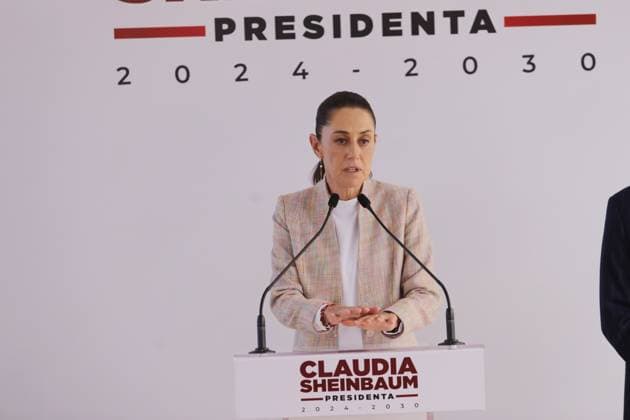 Incoming President of Mexico, Claudia Sheinbaum Pardo speaking during a briefing conference to announce that Tatiana Clouthier is going to the Institute of Mexicans Abroad and Mario Delgado for the election process of the new president of Morena, prior to the change of sexennium. on August 20, 2024 in Mexico City, Mexico. Mexico City Mexico - ZUMAe321 20240820_zia_e321_040 Copyright: xIanxRoblesx
