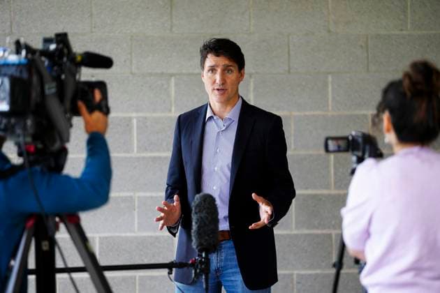 August 21, 2024, Gatineau, Quebec, Canada: Prime Minister Justin Trudeau delivers a statement on the potential rail strike following an event in Gatineau, Que., on Wednesday, Aug. 21, 2024. Gatineau Canada  - ZUMAc35_ 20240821_zaf_c35_008 Copyright: xSeanxKilpatrickx