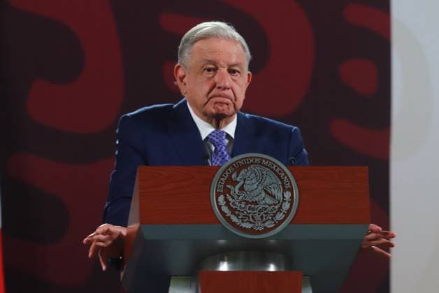 Mexican President Andres Manuel Lopez Obrador, speaking during a briefing conference where talked about the Mayan train and the over-representation of the Morena party in the Chamber of Deputies at the National Palace. Mexico City Mexico - ZUMAe321 20240821_zia_e321_018 Copyright: xCarlosxSantiagox