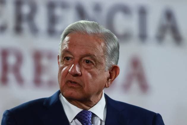 Mexican President Andres Manuel Lopez Obrador, speaking during a briefing conference where talked about the Mayan train and the over-representation of the Morena party in the Chamber of Deputies at the National Palace. Mexico City Mexico - ZUMAe321 20240821_zia_e321_008 Copyright: xCarlosxSantiagox