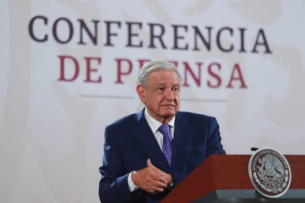 Mexican President Andres Manuel Lopez Obrador, speaking during a briefing conference where talked about the Mayan train and the over-representation of the Morena party in the Chamber of Deputies at the National Palace. Mexico City Mexico - ZUMAe321 20240821_zia_e321_012 Copyright: xCarlosxSantiagox