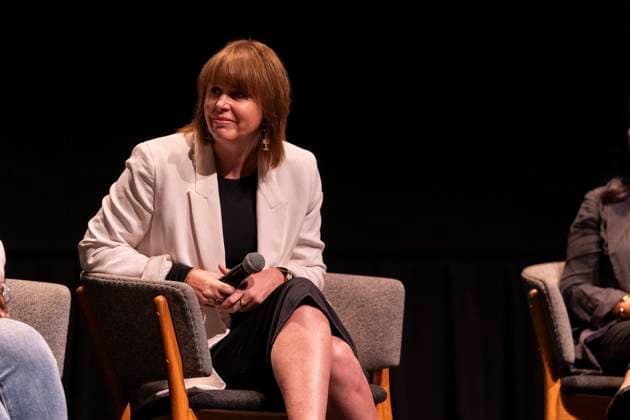 August 22, 2024, Toronto, On, Canada: Kerry Swanson, the chief executive officer of the Indigenous Screen Office, speak at the 2024 TIFF press conference and festival kickoff in Toronto, Thursday, Aug. 22, 2024. Toronto Canada  - ZUMAc35_ 20240822_zaf_c35_226 Copyright: xPaigexTaylorxWhitex