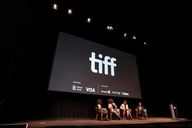August 22, 2024, Toronto, On, Canada: A discussion on stage with, left to right, TIFF VP of People and Culture Judy Lung, director Jennifer Holness, Indigenous Screen Office CEO Kerry Swanson and TIFF s Chief Programming Officer Anita Lee is seen at the 2024 TIFF press conference and festival kickoff in Toronto, Thursday, Aug. 22, 2024. Toronto Canada - ZUMAc35_ 20240822_zaf_c35_230 Copyright: xPaigexTaylorxWhitex