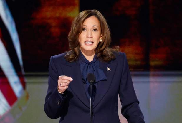 Democratic presidential candidate Vice President Kamala Harris speaks at the 2024 Democratic National Convention at the United Center in Chicago, Illinois on Thursday, August 22, 2024. The theme for the final day is For Our Future .  CHI20240822920 TANNENxMAURY