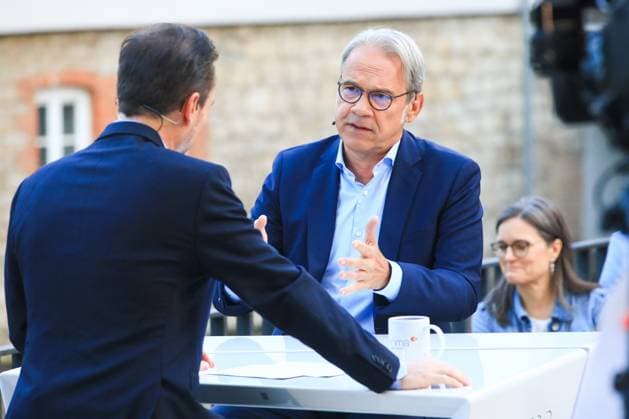 ZDF Morgenmagazin Live zur Thüringer Landtagswahl Erfurt, 23.08..2024 Georg Maier beim ZDF Morgenmagazin zur Landtagswahl Live aus Erfurt Foto: Matthias Gränzdörfer Thüringen Germany *** ZDF Morgenmagazin Live for the Thuringian state election Erfurt, 23 08 2024 Georg Maier at the ZDF Morgenmagazin for the state election Live from Erfurt Photo Matthias Gränzdörfer Thuringia Germany Copyright: xMatthiasxGränzdörferx